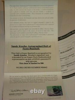 SANDY KOUFAX (Dodgers) Signed Official MLB HALL OF FAME Baseball with UDA COA
