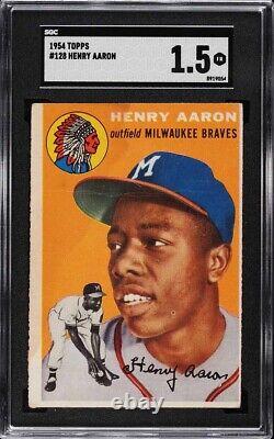 SGC 1.5 1954 Topps #128 HANK AARON RC Rookie Braves Baseball Hall of Fame Card