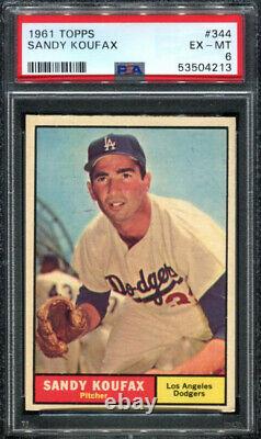 Sandy Koufax 1961 Topps #344 PSA 6 Brooklyn Dodgers Hall of Fame Ace