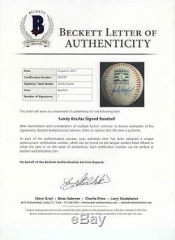 Sandy Koufax Los Angeles Dodgers Signed Rare Hall Of Fame Baseball Beckett Loa