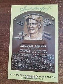 Sandy koufax autographed Hall Of Fame Plaque Alex Stern Collection