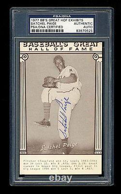 Satchel Paige Signed 1977 Exhibits Baseball's Great Hall Of Fame Psa/dna Auto