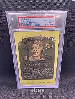Signed Hank Aaron Hall Of Fame Plaque Card Clean Autograph PSA Authentic HOF