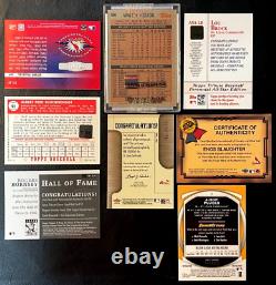 St. Louis Cardinals Hall of Fame 8 Card Lot Hornsby, Musial, Brock, Gibson Auto