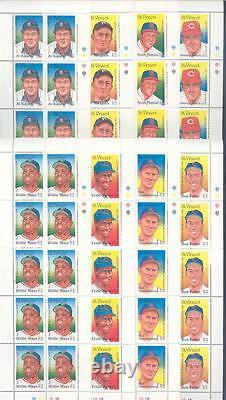 St. Vincent Baseball Hall Of Fame Players Sheet Set Mays, Cobb, Banks, Kaline