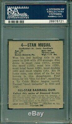 Stan Musial 1948 Leaf Rookie #4 PSA 3.5 Hall of Fame Great Image/Colors