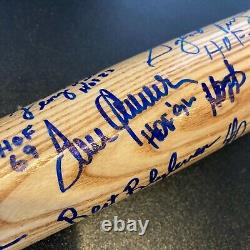 Stunning Hall Of Fame Multi Signed Bat With Inscriptions 40+ Signatures JSA COA