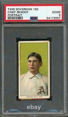 T206 Chief Bender Portrait PSA 2 Sovereign 150 Hall of Fame/Tough Combo