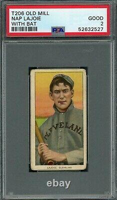 T206 Napoleon Lajoie with Bat PSA 2 Old Mill Reverse / Hall of Fame Legend