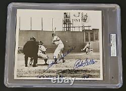 TED WILLIAMS & BOB FELLER Signed 8x10 Photo-HALL OF FAME-RED SOX-INDIANS-PSA