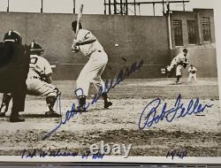 TED WILLIAMS & BOB FELLER Signed 8x10 Photo-HALL OF FAME-RED SOX-INDIANS-PSA