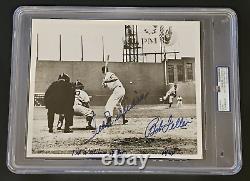 TED WILLIAMS & BOB FELLER Signed 8x10 Photo-HALL OF FAME-RED SOX-INDIANS-PSA