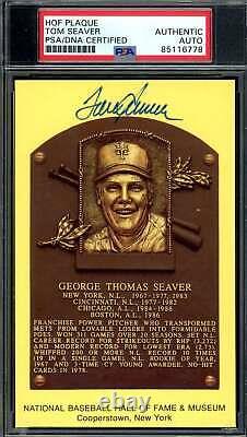 Tom Seaver PSA DNA Coa Signed Gold Hall of Fame Plaque Autograph