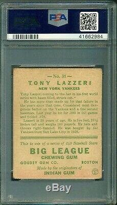 Tony Lazzeri 1933 Goudey #31 PSA 1.5 Yankees Hall of Fame Murderer's Row