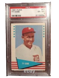 Ty Cobb 1961 Fleer Card #14 Graded Psa 6 Ex- Mint Detroit Tigers Hall Fame Hof