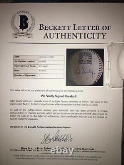 Vin Scully Signed Official Hall Of Fame Baseball Los Angeles Dodgers Beckett #2