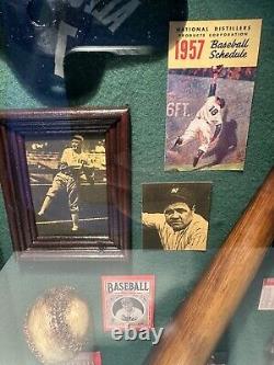 Vintage Babe Ruth MLB Hall Of Fame Shadow Box Eddie Murray Signed Twins Ticket