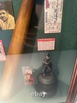 Vintage Babe Ruth MLB Hall Of Fame Shadow Box Eddie Murray Signed Twins Ticket