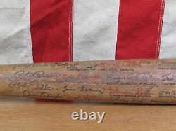 Vintage Baseball Bat Wood withHall Of Fame Players Signature Marks 35 Folk Art
