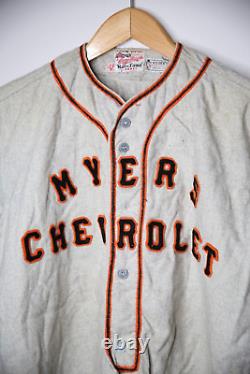Vintage Rawlings Hall of Fame Flannel Baseball Jersey Myers Chevrolet shirt 42