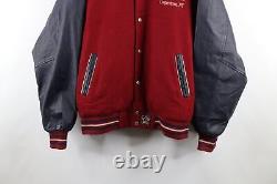 Vtg 90s Mens Large Reversible Wool Leather Baseball Hall of Fame Varsity Jacket