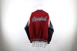 Vtg 90s Mens Large Reversible Wool Leather Baseball Hall of Fame Varsity Jacket
