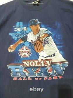 Vtg Rare Lee Sports NOLAN RYAN Hall Of Fame Texas Rangers Navy Blue XL T Shirt