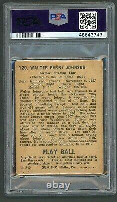 Walter Big Train Johnson 1940 Play Ball #120 PSA 2 Hall of Fame Hurler