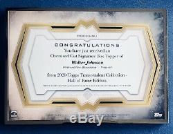 Walter Johnson, 2020 Topps Transcendent Cut Auto #d 1/1 Hall Of Fame, Class 1936