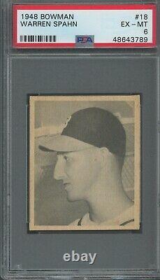 Warren Spahn 1948 Bowman Rookie #18 PSA 6 Hall of Fame Centered 50/50