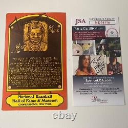 Willie Mays Autograph JSA Certified 1979 Hall Of Fame Plaque Postcard Auto