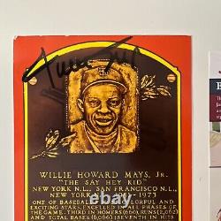 Willie Mays Autograph JSA Certified 1979 Hall Of Fame Plaque Postcard Auto