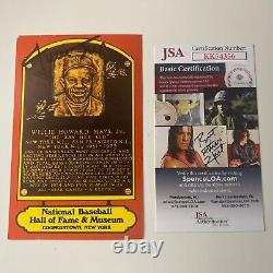 Willie Mays Autograph JSA Certified 1979 Hall Of Fame Plaque Postcard Auto