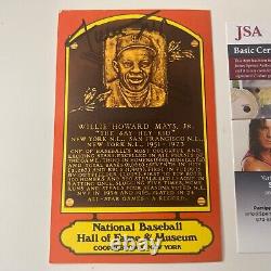 Willie Mays Autograph JSA Certified 1979 Hall Of Fame Plaque Postcard Auto