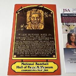 Willie Mays Autograph JSA Certified 1979 Hall Of Fame Plaque Postcard Auto