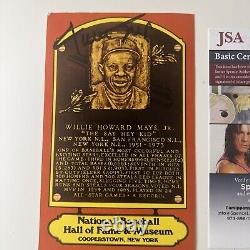 Willie Mays Autograph JSA Certified 1979 Hall Of Fame Plaque Postcard Auto