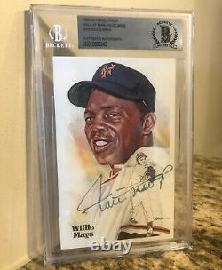 Willie Mays Signed Perez Steele Postcard Auto Hall Of Fame Bgs Beckett