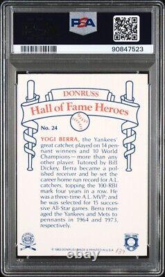 Yogi Berra Signed 1983 Donruss Hall of Fame Heroes # 24 PSA/DNA 8